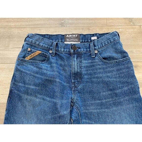 ARIAT BLADE RELENTLESS Mens 30X34 Western Embroidered Relaxed Boot Blue Jeans - Picture 2 of 10